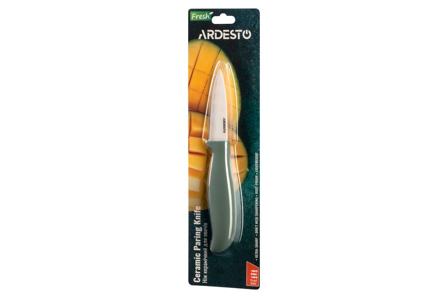Нож керамический для овощей Ardesto Fresh 7.5 см, зеленый, керамика/пластик (AR2118CZ) AR2118CZ фото