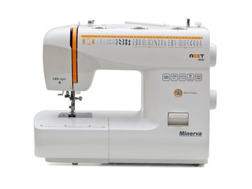 Швейная машина МINERVA NEXT 363D, электромех., 85Вт, 36 шв.оп., петля полуавтомат, белый + оранжевый (NEXT363D) NEXT363D фото
