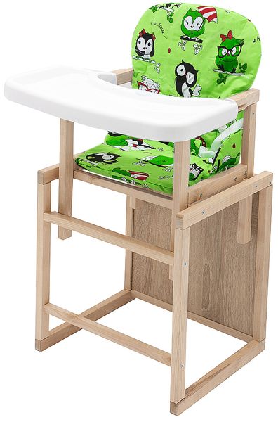 Стульчик- трансформер Babyroom Пони-230 eko без лака пластиковая столешница зеленый (совы) (625502) BR-625502 фото