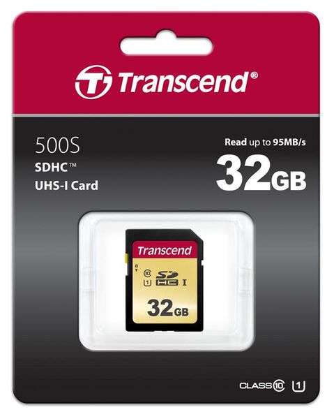 Картка пам'яті Transcend 32GB SDHC C10 UHS-I R95/W60MB/s TS32GSDC500S фото