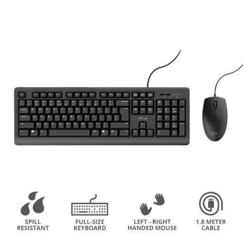 Комплект клавіатура та миша Trust Primo, USB-A, EN/UKR, Чорний (24521_TRUST) 24521_TRUST фото