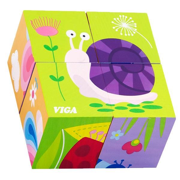 Деревянные кубики-пазл Viga Toys Насекомые (50160) 50160 фото