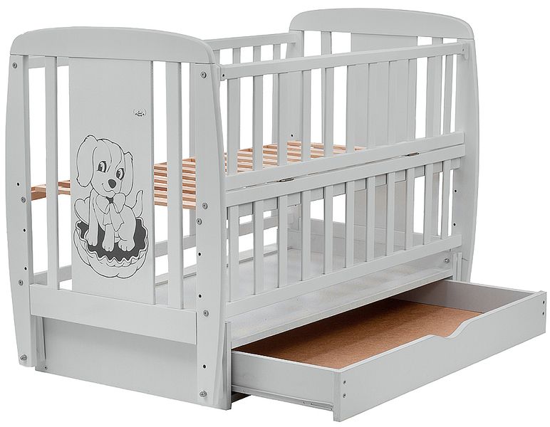 Кровать Babyroom Собачка маятник, ящик, откидной бок DSMYO-3 бук серый (625294) BR-625294 фото