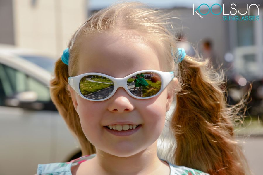 Детские солнцезащитные очки Koolsun бело-бирюзовые серии Flex (Размер: 3+) (FLWA003) KS-FLAG003 фото
