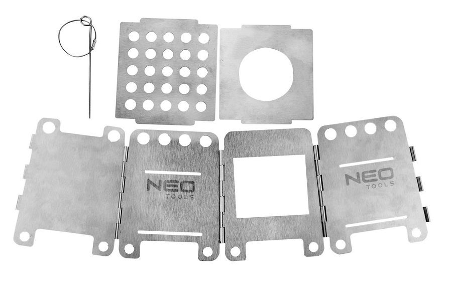 Плита туристична Neo Tools, нержавіюча сталь, висота 16см, з'єднання за допомогою одного штифта, 0.37кг (63-126) 63-126 фото