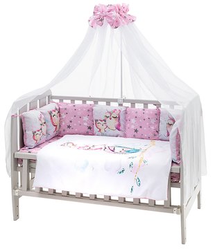 Детская постель Babyroom Bortiki Print-08 розовый (совы) 680729 фото