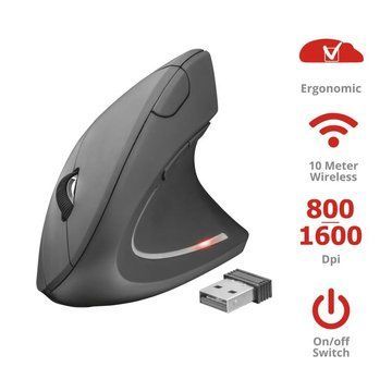Миша Trust Verto Ergonomic, WL, чорний - Уцінка 22879_TRUST фото