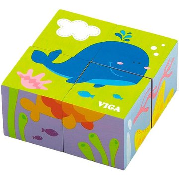 Дерев'яні кубики-пазл Viga Toys Підводний світ (50161)