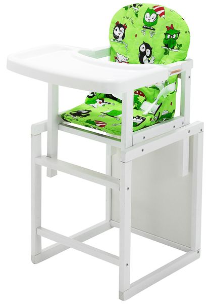 Стільчик-трансформер Babyroom Поні-240 білий пластикова стільниця зелений (сови) BR-625503 фото