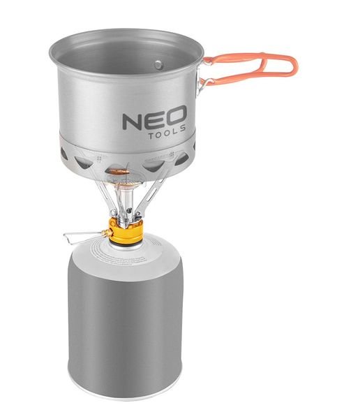 Газовий пальник Neo Tools, 123x80мм, складаний, регулювання витрати газу, вантажопідйомність до 5кг, 0.1кг (63-128) 63-128 фото