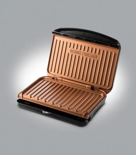 Гриль George Foreman притискний Fit Grill Copper Medium, 1630Вт, темп. режимів-1, пластик, чорний (25811-56) 25811-56 фото