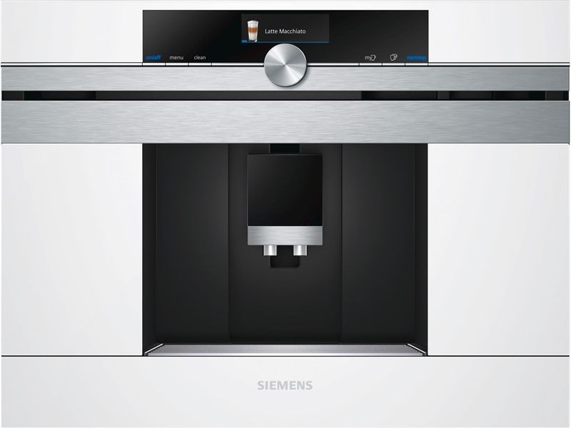 Кофемашина Siemens встраиваемая, 2.4л, зерно+молотая, автомат.капуч, LED-дисплей, авторецептов -8, белый CT636LEW1 фото