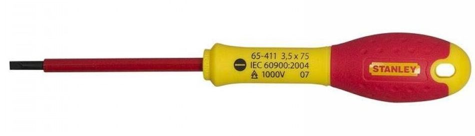 Викрутка Stanley FatMax VDE, плоска, для робіт під напругою 1000 В, SL3.5х75мм (0-65-411) 0-65-411 фото
