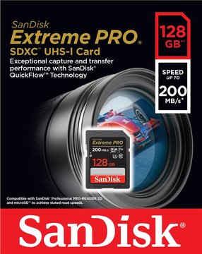 Карта памяти SanDisk SD 128GB C10 UHS-I U3 R200/W140MB/s Extreme Pro V30 (SDSDXXD-128G-GN4IN) SDSDXXD-128G-GN4IN фото