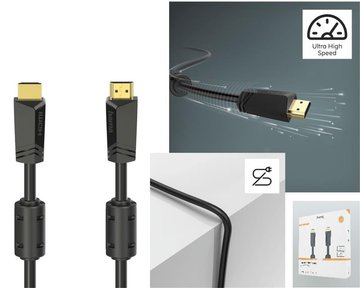 Кабель Hama HDMI - HDMI 4K Ethernet Gold 10 m Black 00205009 - Уцінка 00205009 фото