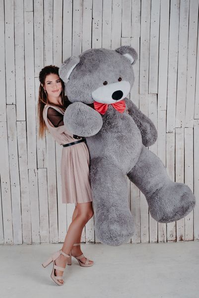 Великий Плюшевий Ведмідь з серцем Yarokuz Річард 2 метра Сірий (YK0098) YK0098 фото