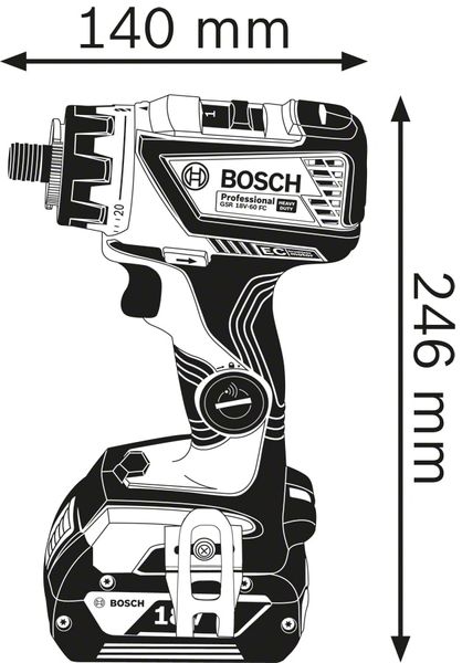 Шурупокрут-дриль акумуляторний Bosch Professional GSR 18V-60 FC, 18В 2Х5.0Аг, 60Нм, 20+1, 600/1900 об/хв, 2.2 кг (0.601.9G7.100) 0.601.9G7.100 фото