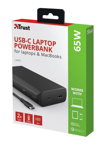 Портативное зарядное устройство Trust Laro 65W USB-C 20.000 mAh for laptop Black - Уцінка 23892_TRUST фото