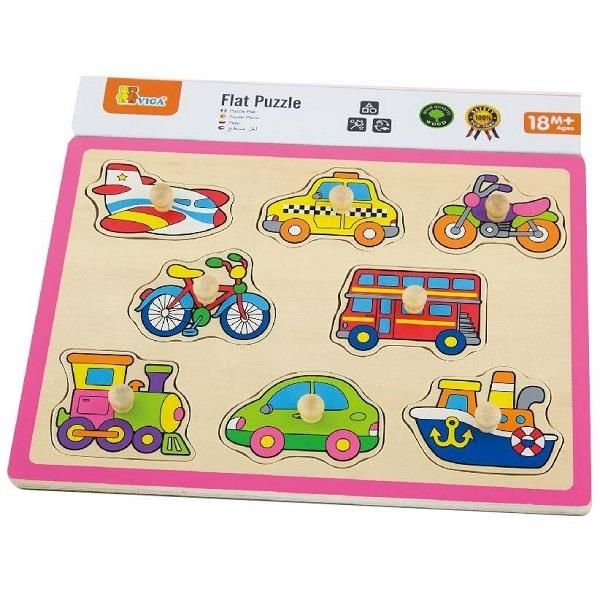 Деревянная рамка-вкладыш Viga Toys Цветной транспорт (50016) 50016 фото