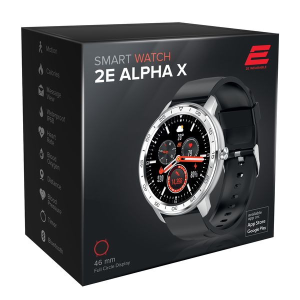 Смарт-годинник 2E Alpha X 46мм, 1.3", 240x240, TFT, BT 5.0 BLE, сріблястий 2E-CWW30SL фото