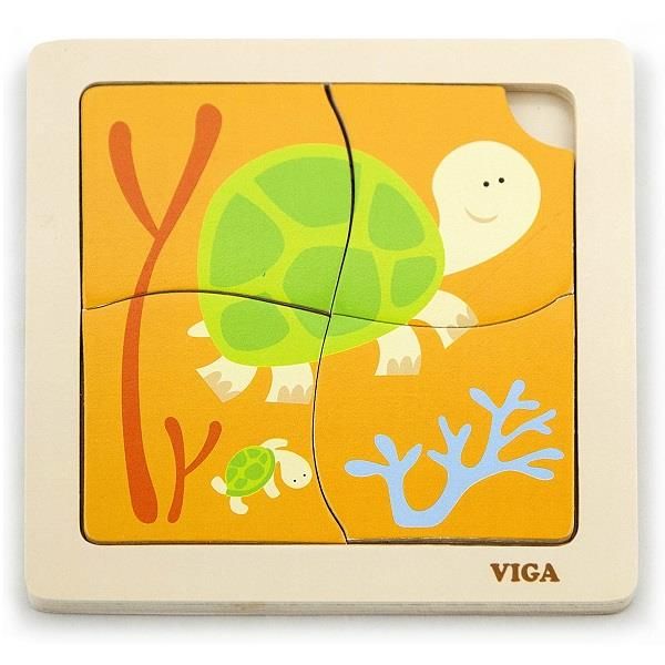 Деревянный мини-пазл Viga Toys Черепашки, 4 эл. (50143) 50143 фото