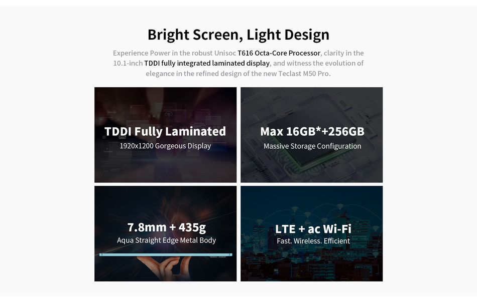 Планшет Teclast M50 Pro 10.1" 8GB, 256GB, LTE, 6000mAh, Android, синий (6940709685389) 6940709685389 фото