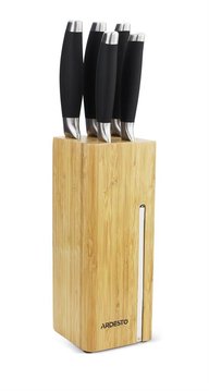 Набор ножей Ardesto Gemini 6 пр., нерж.сталь, пластик, блок: бамбук, нерж. Сталь - Уцінка AR2106SB фото