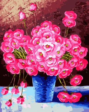 Картина за номерами. Brushme "Рожеві квіти у синій вазі" GX9162, 40х50 см