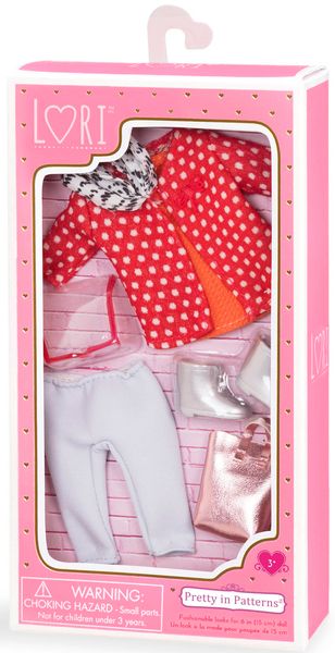Набір одягу для ляльок-Червоне пальто з візерунком LORI LO30014Z LO30014Z фото