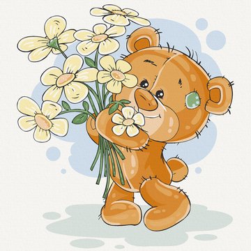 Картина по номерам. Art Craft "Медвежонок с цветами" 30х30 см (15529-AC) 15529-AC фото