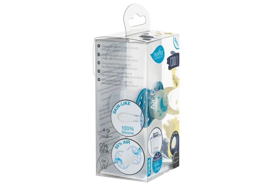Пустушка Air55 Cool 0м+ симетрична (світиться в темряві) Nuvita (NV7065GE) NV7065G фото