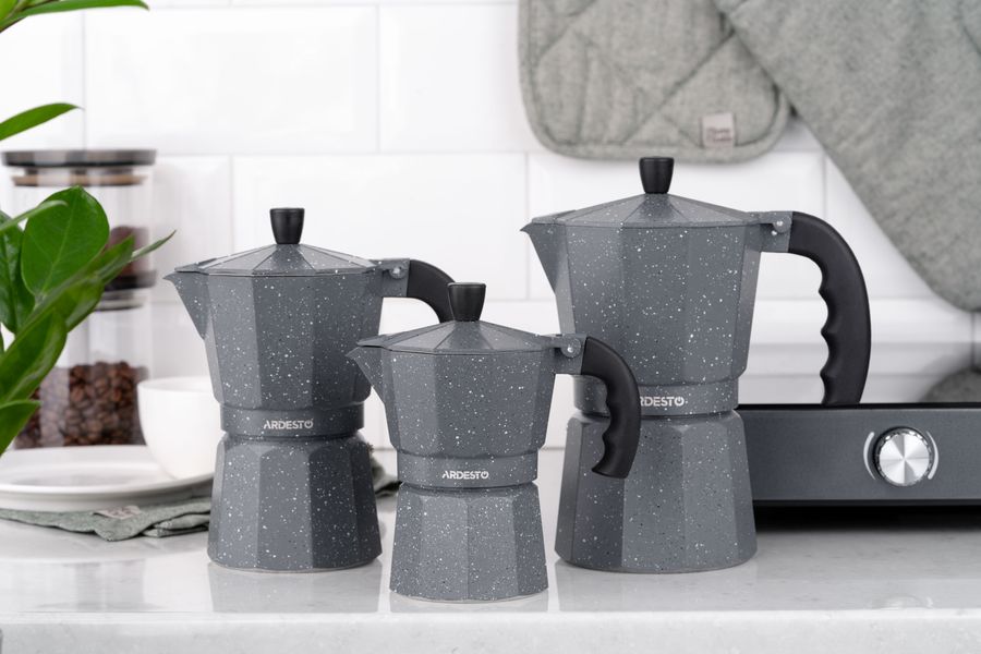 Гейзерна кавоварка Ardesto Gemini Molise, 3 чашки, сірий, алюміній (AR0803AGS) AR0803AGS фото