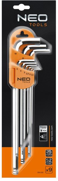 Ключі шестигранні NEO, 1.5-10 мм, набір 9 шт. (09-515) 09-515 фото