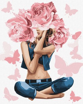 Картина за номерами "Дівчина-троянда" Ідейка 40х50 см (KHO4798) KHO4798 фото
