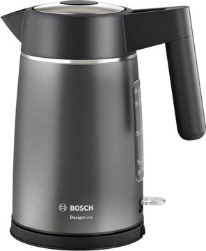 Електрочайник Bosch, 1.7л, метал, cірий з чорним (TWK5P475) TWK5P475 фото
