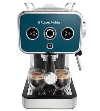 Кофеварка Russell Hobbs рожковая Distinctions Ocean 1.1л, молотая + чалды, сине-серебристый - Уценка 26451-56 фото