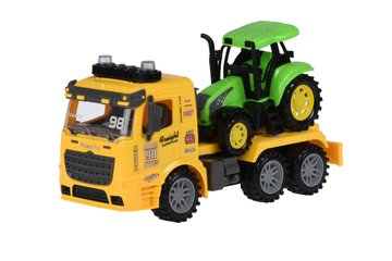 Машинка инерционная Truck Тягач (желтый) с трактором со светом и звуком Same Toy 98-615AUt-1 98-615AUt-1 фото