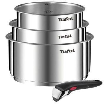 Набір посуду Tefal Ingenio Emotion 4 предмети, нержавіюча сталь, змінна ручка, 16 см (1.7 л), 18 см (2.2 л), 20 см (2.7 л) (L8964S55) L8964S55 фото