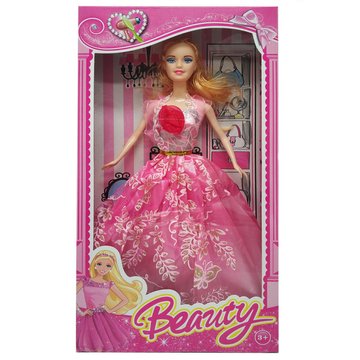 Лялька типу Барбі 1219-5-1 у бальній сукні Рожевий з трояндою 1219-5-8 фото