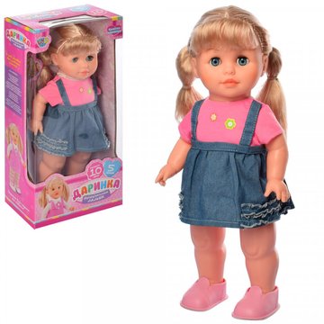 Интерактивная кукла Даринка M 5446 умеет ходить Кукла M 5446 UA (10шт) 41см, муз-звук(укр), ходит, песня, на бат-ке, в кор-ке, 22-44,5-11,5см M 5446 UA фото