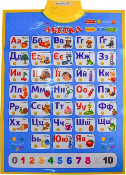 Детский интерактивный плакат "Абетка" на укр. языке (PL-719-57) PL-719-57 фото