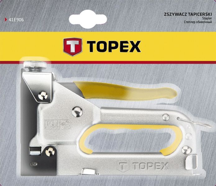 Степлер TOPEX, 6-14мм, тип скоб J, держатель прорезиненный, регулировка забивания скобы (41E906) 41E906 фото