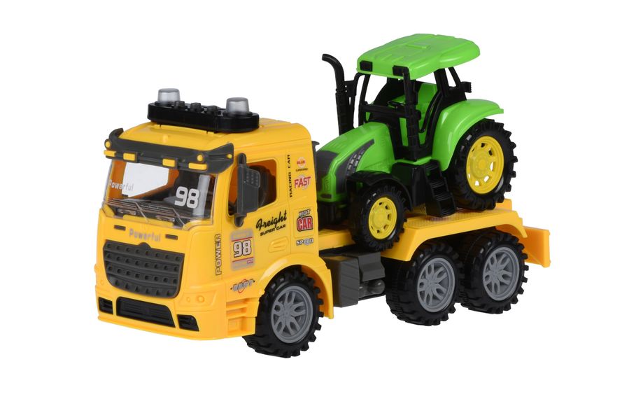 Машинка інерційна Truck Тягач (жовтий) з трактором зі світлом і звуком Same Toy (98-615AUt-1) 98-615AUt-1 фото