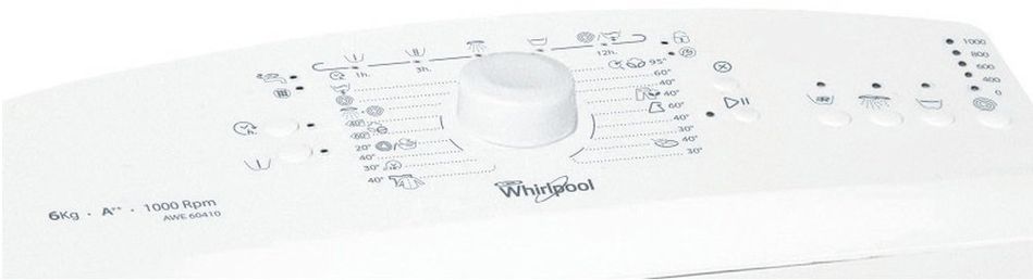 Пральна машина Whirlpool вертикальна, 6кг, 1000, A++, 60см, білий (AWE60410) AWE60410 фото