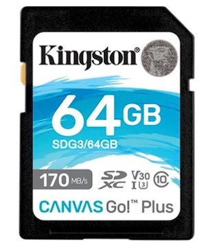 Карта пам'яті Kingston 64GB SDXC C10 UHS-I U3 R170/W70MB/s Canvas Go Plus SDG3/64GB фото
