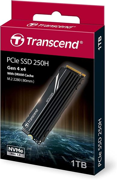 Накопичувач SSD Transcend M.2 1TB PCIe 4.0 MTE250H + радіатор (TS1TMTE250H) TS1TMTE250H фото