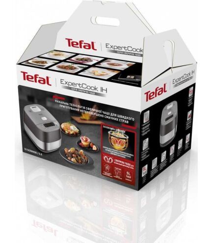 Мультиварка Tefal Expert Cook Induction, 1200Вт, чаша-5л, кнопкове керування, пластик, срібний (RK802B34) RK802B34 фото