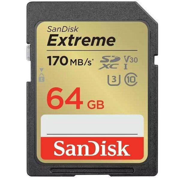 Карта памяти SanDisk SD 64GB C10 UHS-I U3 R170/W80MB/s Extreme V30 (SDSDXV2-064G-GNCIN) SDSDXV2-064G-GNCIN фото