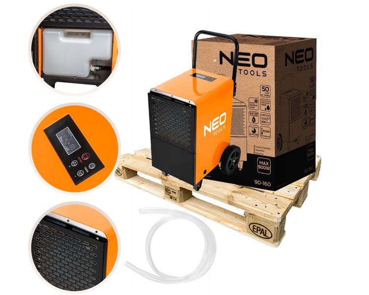 Осушитель воздуха промышленный Neo Tools, 750Вт, 180м кв., 300м куб./ч, 50л/сутки, непрерывный слив, LCD дисплей, прогр.времени работы, IP22 90-160 90-160 фото