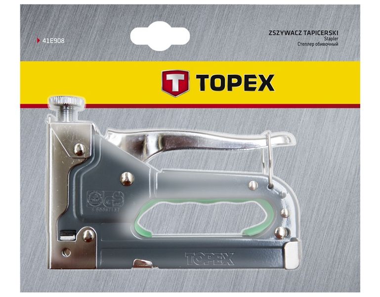 Степлер TOPEX, 6-14мм, тип скобы G, регулировка забивания скобы (41E908) 41E908 фото